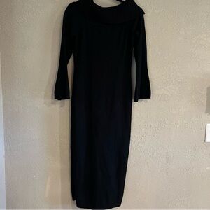 ANTONIO MELANI Black Long Sleeve Sweater Dress Sz M Cowl Neck Side slits Soft